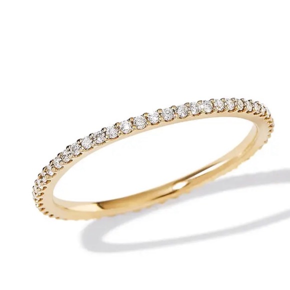 Jewelry - 894. Moissanite .925 Sterling Silver Eternity Band 18K Gold Plated Ring